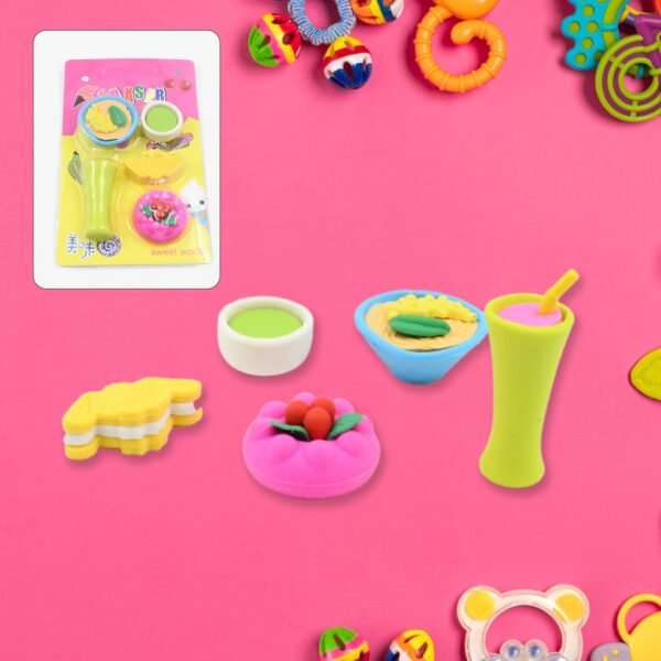 3D Mix Design Fancy & Stylish Colorful Erasers â€“ Cute Novelty Eraser Set for Kids & School Prize (1 Set)