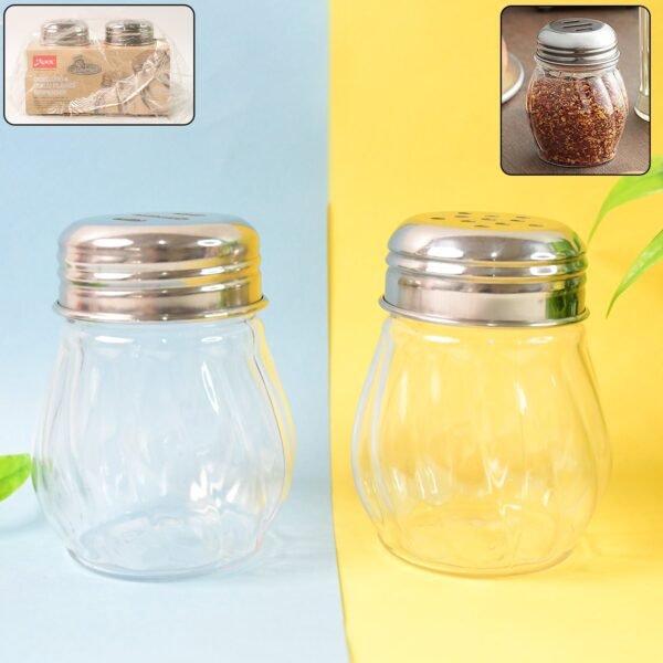 Apex Oregano & Chilli Flakes Dispenser Set â€“ 2 Pcs Plastic Spice Shaker with Stainless Steel Lid