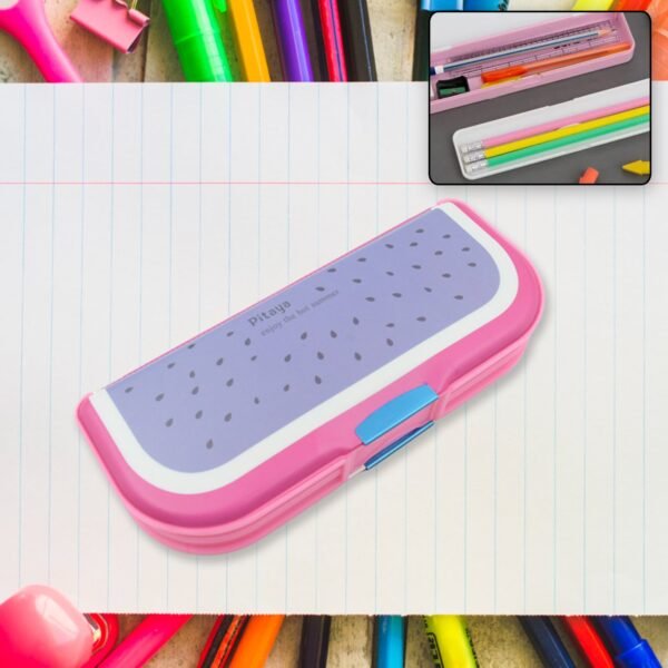Multipurpose Cartoon Pencil Box â€“ 2-Compartment Compass Box for Kids (Mix Color 1 Pc)