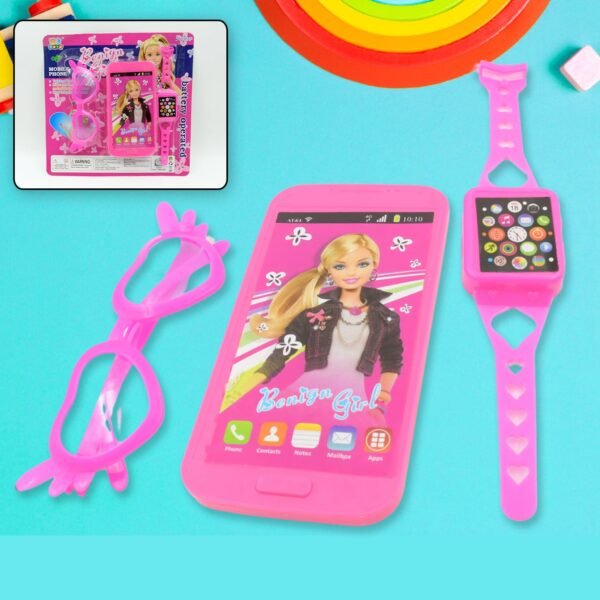 Barbiee Musical Phone, Watch & Glasses Set for Girls â€“ ABS Calling Toy (3-Piece, Battery Not Included)
