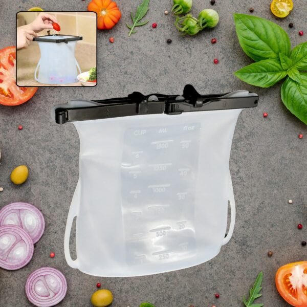Reusable Silicone Food Storage Bag â€“ Leakproof, Flat Bottom, Freezer & Microwave Safe, BPA-Free Snack & Sandwich Bag (1 Pc)