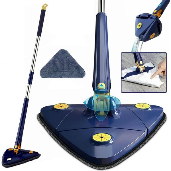 360Â° Rotatable Mop Triangle Mop with Long Handle (1 Pc / 113 Cm)
