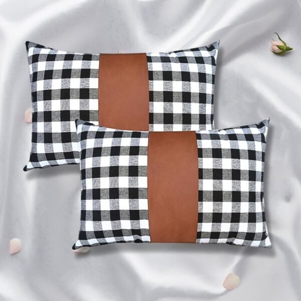 Pillow Covers, Leather & Cotton Cushion Covers (17 Ã— 17 Inch / 1 Pair / 2 Pc)