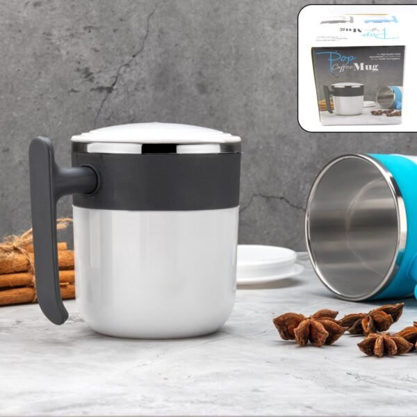 Stainless Steel Insulated Coffee/Tea Mug with Lid â€“ Double Wall Hot Beverage Travel Cup, Milk Mug for Office & Home Use (1 Pc)
