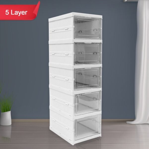 5-Layer Stackable Utility Cart â€“ Foldable Storage Organizer for Clothes & Home (1 Pc)