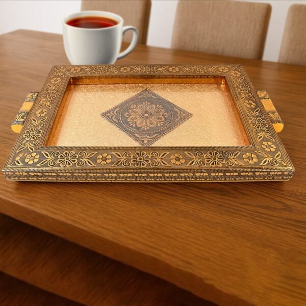 Premium Antique-Style Rajwadi Decorative Serving Tray â€“ 40x26 cm
