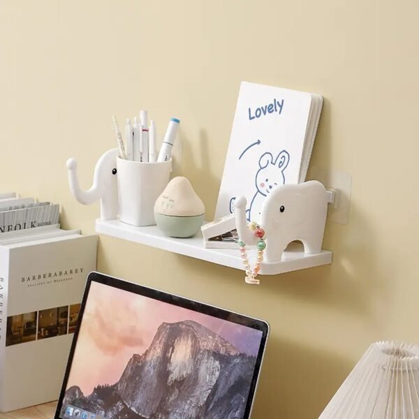 Multifunctional Elephant-Shaped Wall Shelf â€“ No-Punch Mini Organizer for Kitchen, Bathroom & Bedroom