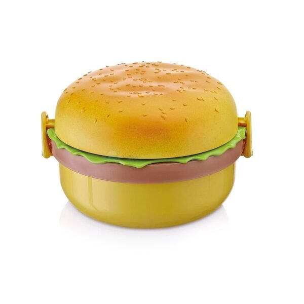 Burger Shape Lunch Box â€“ Double Layer 1000ml Food Container with 2 Spoons for Kids