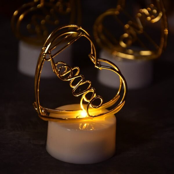 Set of 12 Multicolor Flameless Heart Candles for Decoration