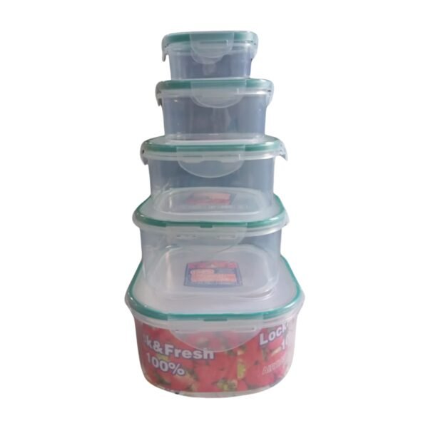 Kitchen Storage Containers Set â€“ Fridge Storage, Plastic Organizer, Snap-Seal Lunch Box (5 Pcs Set)