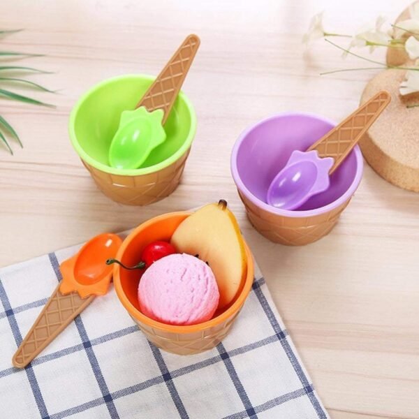 Ice Cream Waffle Bowl Set with Spoon â€“ 2 Units