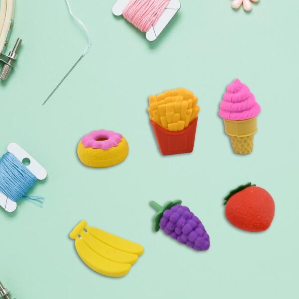 3D Food Fancy & Colorful Erasers â€“ Cute Novelty Eraser Set for Kids & School Prize (1 Set / Mix Design & Color)