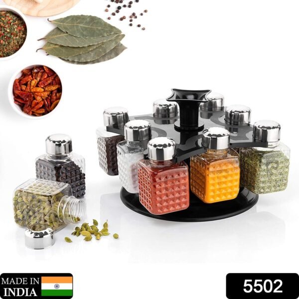 360Â° Revolving Spice Rack | 8-Piece Square Container Set | All-New Design for Condiments