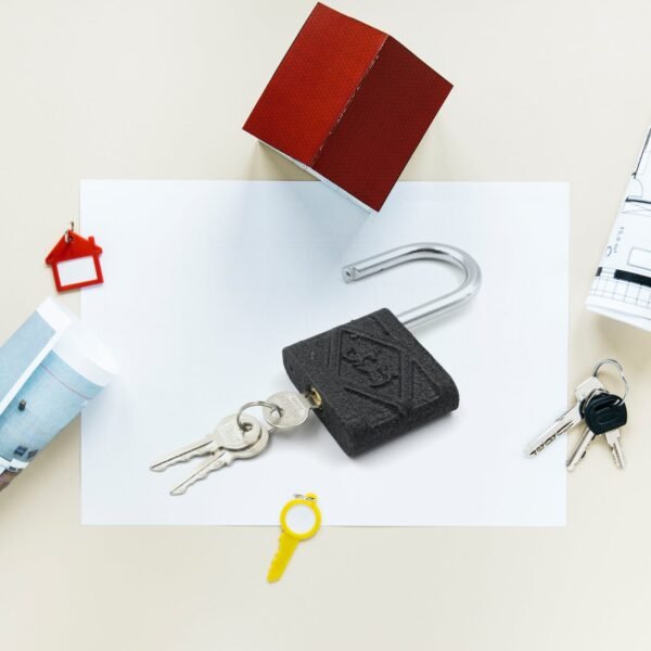 Black Iron Padlock â€“ Brass Core, Waterproof & Anti-Theft for Home & Outdoor (75 mm)