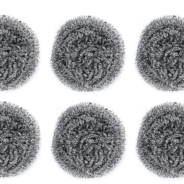 Round Shape Stainless Steel Scrubber (Pack of 6)