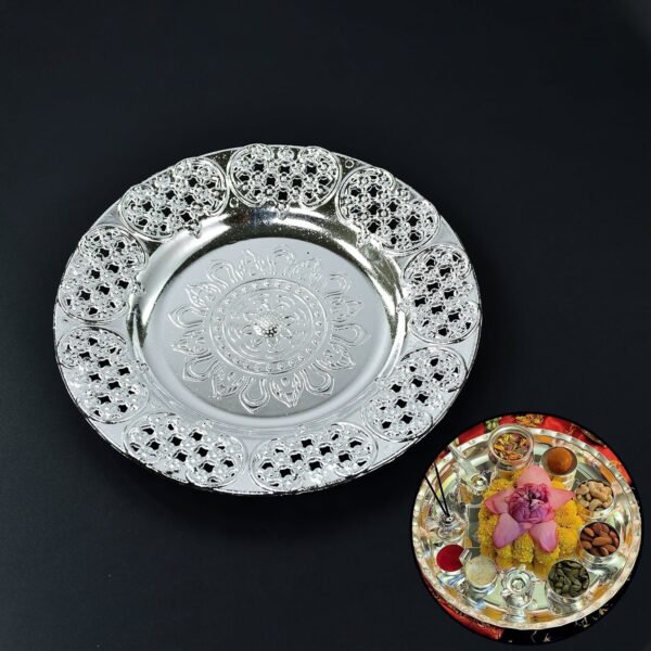 Beautiful 8-Inch Plastic Pooja Thali Set â€“ Perfect for Daily Use & Special Occasions (Plastic)