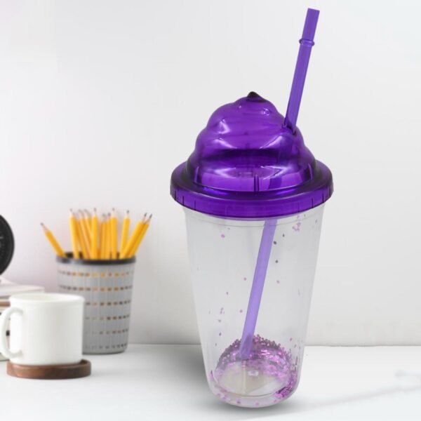 High Quality PlasticÂ Creative Cold Drink Cup / Tumble, Reusable Tea Coffee Tumbler with Lid and Straw, Double Wall Plastic Drinking Sport Bottle,Â Travel Tumbler (1 Pc / Mix Color)